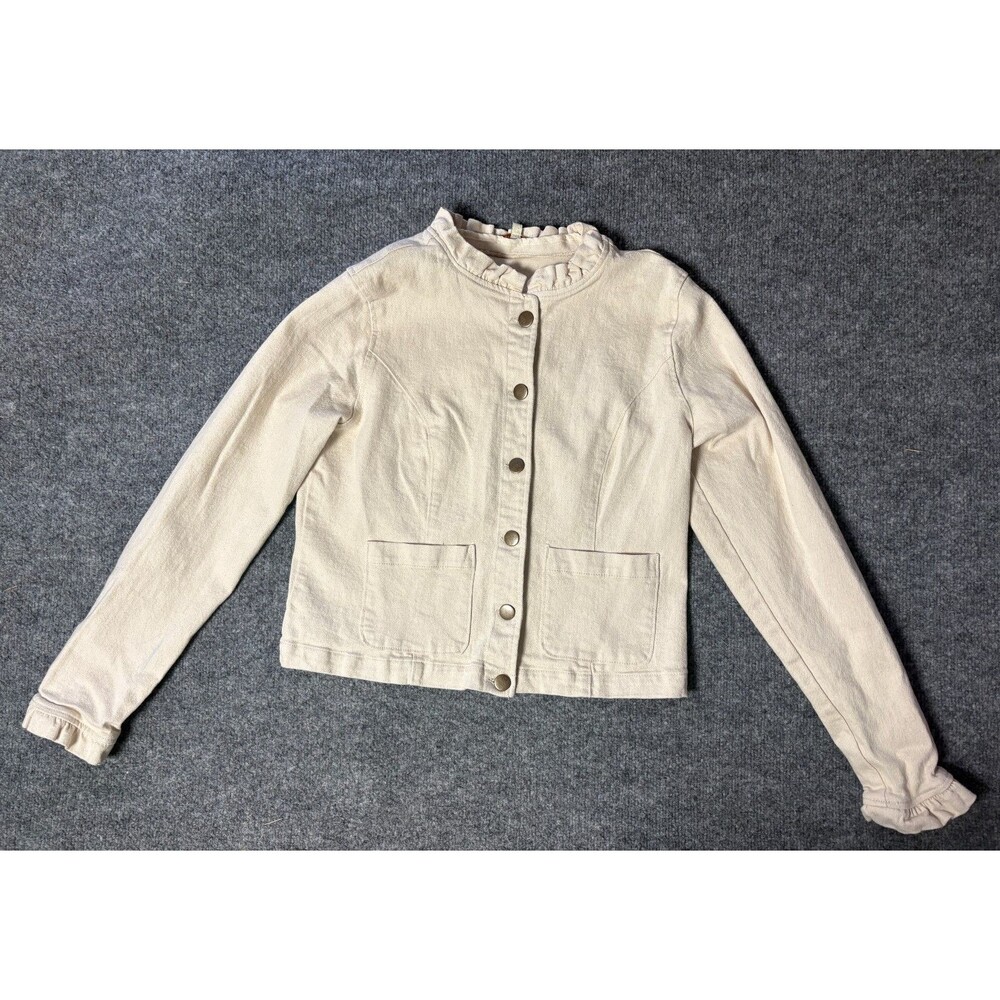 Kate & Sam Denim Jacket Womens Medium Button Up Natural Beige Minimalist